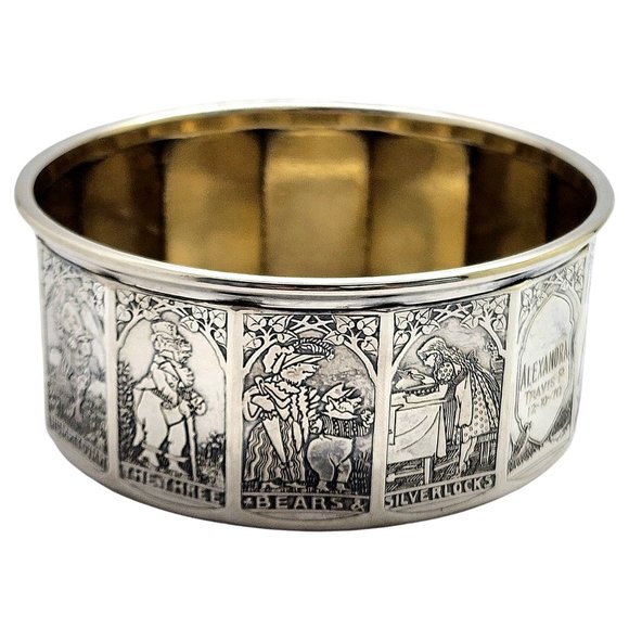 Gorham Silver Gold Wash Interior Nursery Rhyme Child's Bowl w/ Engraving #14018 - Picture 7 of 11